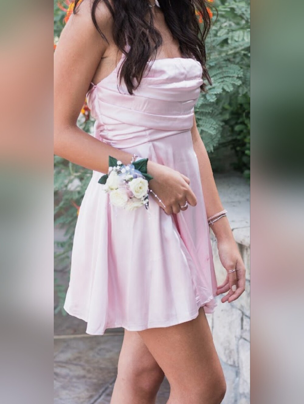 Lucy in the Sky Satin Draped A-Line Dress in Pink Size S